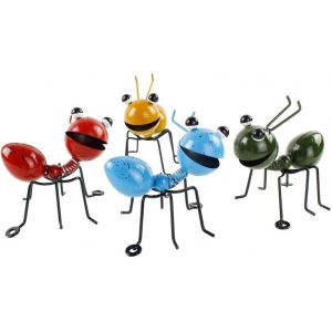 MEVRONISSHOP-4 pièces Décoration de Fourmis en métal Décoration Murale Fourmi Décoration de Jardin pour Fourmis Insectes Mignons et colorés pour la décoration Murale du Jardin, de la pelouse et de la - Neuf