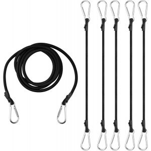 ASFASFq-6 Pièces Tendeurs Elastique avec Mousqueton 50 cm/100 cm/150 cm Tendeurs Elastique avec Crochets Tendeur en Caoutchouc avec Mousqueton pour Velo Bache Piscine Tente Camping Noir. - Neuf