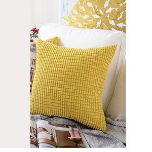 Une Taie D'oreiller En Polyester Jaune Moutarde, Un Col Carré Décoratif Solide, Une Taie D'oreiller De Canapé, Une Taie D'oreiller De Chambre, Une Taie D'oreiller De Voiture - Neuf