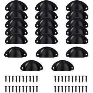 Poignée de meuble de cuisine peinte en noir, 20 pièces, bouton de meuble, poignée de meuble, poignée de meuble de cuisine en fer courbé noir pour décorer les coiffeuses, les tiroirs et les meubles - Neuf