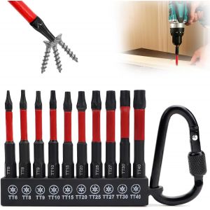 CHECARZHN--NO1-Embout Visseuse A Choc Embouts Torx 10 Pcs 65Mm Embout Visseuse Aimanté 1/4" S2 Hexagonale Tige Phosphide Noir Embout Visseuse Long Jeu - Neuf