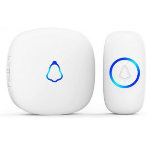 Sonnette Sans Fil Exterieur Etanche, Doorbell Avec 1 R&eacute;cepteurs + 1 &Eacute;metteur &Agrave; Pile, 58 M&eacute;lodies Carillon, 5 Niveaux Volume 120 Db, Led, 300m Longue Port&eacute;e Sonette Pour Maison,Appartement,Blanc - Neuf