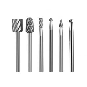 Jeu de 6 fraises rotatives &agrave; tige de 4 mm pour la sculpture sur bois et m&eacute;tal - Neuf