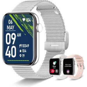 Montre connect&eacute;e pour femme, homme, appels et r&eacute;ponse/WhatsApp, 1,85"", montre num&eacute;rique de sport, chronom&egrave;tre, podom&egrave;tre, 19 sports Android iOS Smart Watch avec sommeil/moniteur de fr&eacute;quence - Neuf