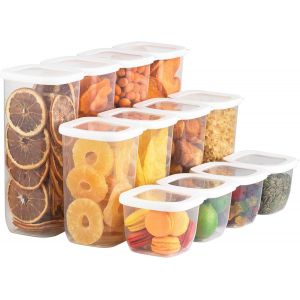 Uandu Boite De Rangement Cuisine Lot De 12,Bocaux Hermetiques Alimentaires En Plastique Scellée Avec Couvercle,Bocaux Rangement Cuisine En Plastique,Sans Bpa,Boîtes Céréales,Pâtes,Farine,Sucre..[M29] - Neuf
