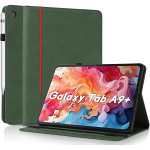 Coque Pour Samsung Galaxy Tab A9 Plus 11"" 2023 (Sm-X210/X216/X218)-Étui Housse De Protection Cuir Pu Avec Fonction Support/Portefeuille Coque Tablette Samsung Tab A9+ Plus (Vert) - Neuf