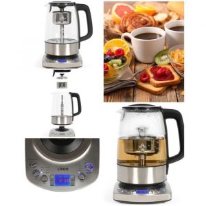 Bouilloire th&eacute;i&egrave;re automatique en verre 1,7 L 2200 W avec d&eacute;part diff&eacute;r&eacute;- Ecran LCD - Neuf