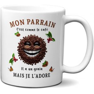 Eryi-Tasse Mug - Mon Parrain C'est Comme Le Café Je L'adore- Idée Cadeau Original Baptême Parrain Anniversaire - Neuf