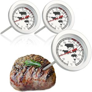 KAL-® 3X Thermomètre À Rôtir En Acier Inoxydable - Thermomètre À Viande Analogique Jusqu'À 120 ° C - Thermomètre (003 Pièces) - Neuf