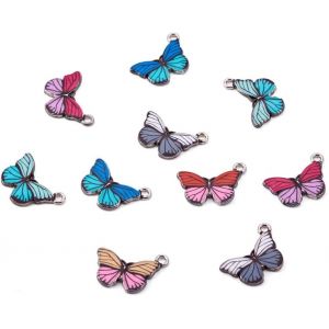 Eryi-Lot De 10 Breloques En Alliage Émaillé En Forme De Papillon En Forme D'insecte Volant Plaqué Argent Antique Pour La Fabrication De Bijoux - Neuf