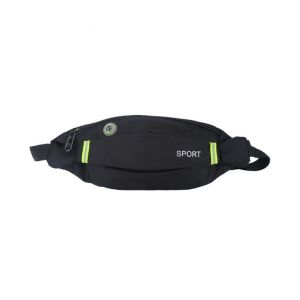 Sac banane unisexe pour le sport en plein air &iquest; Nylon l&eacute;ger pour la course, le v&eacute;lo et la salle de sport &iquest; R&eacute;sistant &agrave; l'eau avec trou pour &eacute;couteurs &iquest; Noir - Neuf