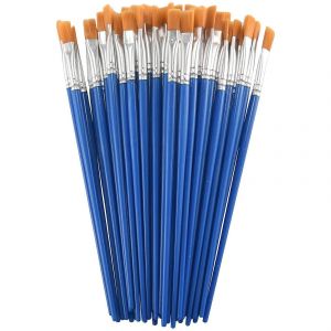 100 Pcs Pinceaux Plats,Petit Pinceau En Vrac Pour La Peinture De Détail,Pinceaux À Cheveux En Nylon,Huile Acrylique,Eau - Neuf
