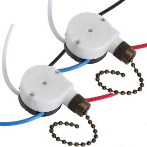2 PCS Interrupteur d'&eacute;clairage de ventilateur ZE-208S 3 vitesses 4 fils Interrupteur de ventilateur de plafond Pi&egrave;ce de rechange Contr&ocirc;le de la vitessePull - Neuf