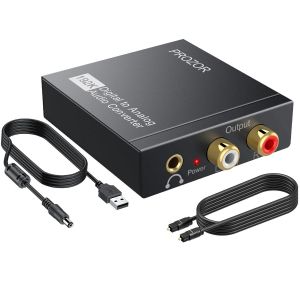CFRY-192kHz DAC Audio, Adaptateur Optique Jack Convertisseur Optique RCA 3.5mm Convertisseur Analogique Numerique Audio Stéréo L/R Digital Toslink vers Stéréo L/R RCA Jack 3,5mm avec Optique Câble - Neuf
