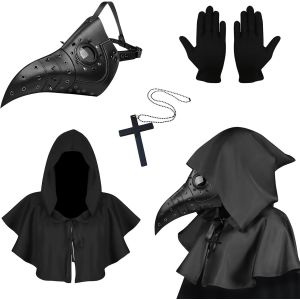 Cauc-Masque Gothique De M&eacute;decin De La Peste, Masque R&eacute;tro De Style Steampunk Pour Cosplay, Masque &Agrave; Bec Et Gants Noirs, Accessoires Pour D&eacute;guisement D&iquest;Halloween - Neuf
