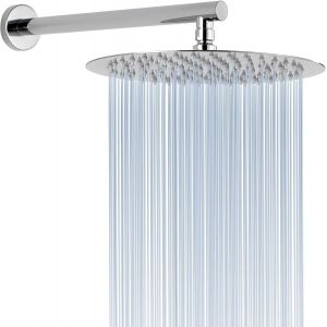 Pommeau de Douche &agrave; Effet Pluie avec Bras d'Extension, Pommeaux de Douche &agrave; Effet Pluie en Acier Inoxydable, Pommeau de Douche Rond &agrave; Haut D&eacute;bit (Pomme de Douche 30cm, Bras de Douche 38cm) - Neuf
