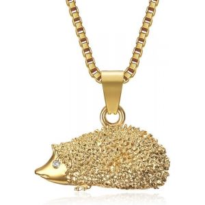 Asas-Pendentif Collier Niglo Hérisson Femme Acier Inoxydable Or Diamant - Neuf
