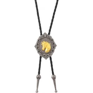 Trahoo-Bolo Tie Cravate Homme - Accessoire Cowboy Western En Cuir Pour Hommes Et Femmes, Collier Vintage Avec Pendentif, Idéal Pour Chemise, Costume Et Vêtements De Loisirs (Visage De Cheval) - Neuf