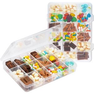 Yemaesre-2 Pièces Boîte Rangement Plastique Réglable Avec 18 Compartiments, 20,1 X 15,8 X 3 Cm, Boîte De Plastique Transparente Pour Artisanat Bijoux Perles, Pour Bijoux, Boucles, Petites Pièces - Neuf