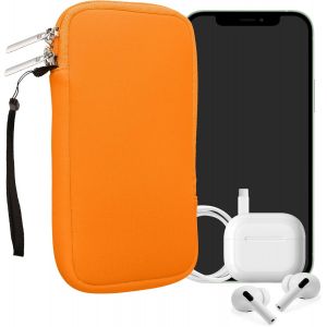 KAL-Housse Universelle Smartphone - Pochette De Protection 17,2 X 8,4 Cm Pour T&eacute;l&eacute;phone Portable Xl - 6,7/6,8"" En N&eacute;opr&egrave;ne N&eacute;on Orange - Neuf