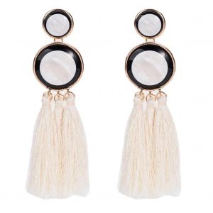 Style Simple Femmes Fil Pompon Boucles D'oreilles Frange Boucles D'oreilles Boucles D'oreilles Oreilles Oreilles (Blanc) - Neuf