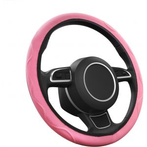 Kal-Housse De Volant En Cuir Rose, Antidérapante Et Respirante Pour Homme Et Femme, Taille Universelle, Élastique De 38,1 Cm, Élégante Et Sans Odeur, Accessoires De Voiture Pour Voiture, Camion, Vus - Neuf