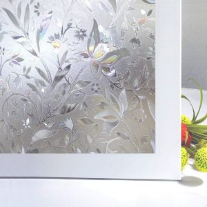 Kalanka-Film Pour Fenêtre Film Electrostatique Protége Intimité Anti-Uv Décoratif Film Vitre Anti Regard Occultant Avec Motif Tulipes Fleurs Pour Verre Et Vitrage 44.3 × 200 Cm - Neuf