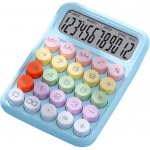 Calculatrice À Interrupteur Mécanique,Calculatrice Colorée,Calculatrice Violette,Joli Grand Écran LCD et Boutons,Calculatrice pour la Vie Quotidienne et Le Travail de Bureau(Bleu) - Neuf