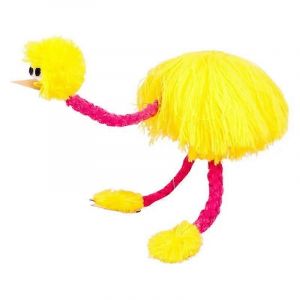 Marionnette &agrave; cordes en peluche d'autruche, jeu interactif &agrave; tirer-Jaune - Neuf