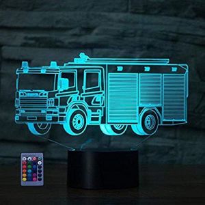 3D Camion De Pompier Led Lampe Art Déco Lampe Lumières 3D Lampe Contrôle À Distance Touche Tactile 7/16 Couleurs Change Usb Powered Enfants Anniversaire Noël Cadeaux - Neuf