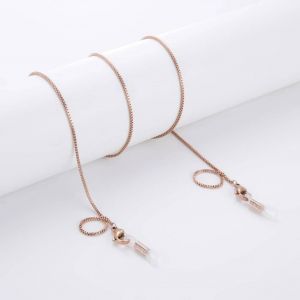 Teamer Chaine Lunettes Femmes Chaîne De Boîte De Perles En Acier Inoxydable Pour Lunettes Hommes Plaqué Or Femmes Suspendus Cou Lunettes De Soleil Chaîne Sangles Lanière Cordons De Lunettes--Box Chain Rose Gold - Neuf