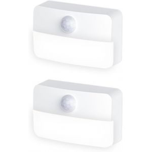 Veilleuses &Agrave; D&eacute;tecteur Mouvement, 2 Pcs Mini Lampe Murale Usb, Lumi&egrave;re De Nuit &Agrave; Piles &Agrave; Coller, Blanche/Chaude D'&eacute;clairage, Pour Mur, Escaliers, Couloir, Armoire - Neuf