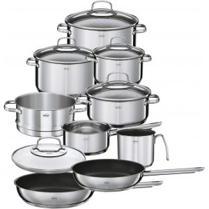 Subzonal-Elegance Batterie De Cuisine Inox - 6 Faitouts, 1 Panier De Cuisson Vapeur, 2 Po&ecirc;les - Acier Inoxydable 18/10 - Compatible Avec L'induction, Argent&eacute; - Neuf