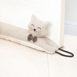 Bas de Porte décoratifs Coupe Vent 91cm pour Porte et fenêtre,Coupe Courant d'air Animal lesté,Bloque Bruit Serpent pour Bas de Porte avec Boucles d'accrochage-Chat Kaki 36 - Neuf