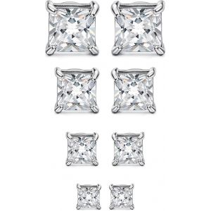 Kal-Paires Acier Inoxydable Magn&eacute;tique Boucle D'oreille Pour Homme Femme Non-Piercing Clip On Clou D'oreille Zircone 4-Mm - Neuf