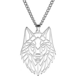 Tianyi-Collier Pendentif En Forme De Loup Squelette, &Eacute;l&eacute;ments De T&ecirc;te D'animal Classique Bois For&ecirc;t Nature Charme Bijoux En Acier Inoxydable Cadeau Pour Gar&ccedil;ons Hommes Filles - Neuf