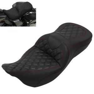 Selle Biplace Pour Harley Davidson Touring 08-25 Sd20 Noir Rouge - Neuf