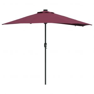Parasol De Jardin Moderne Pliable Avec &Eacute;clairage Led 294 X 150 X 223 Cm En Polyester Bordeaux Helloshop26 02_0058662 - Neuf