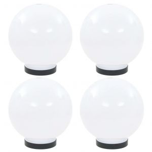 Lot De 4 Lampes &Agrave; Led Sph&eacute;riques Lumineuses D&eacute;coratives Jardin 20 X 20 X 20 Cm En Pmma Blanc Helloshop26 02_0046382 - Neuf
