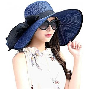 Femme Capeline Chapeau De Paille Chapeau À Large Bord Casquettes Anti-Soleil Respirant Pliable Rouleau Plage Cap Chapeau De Soleil Upf 50+.[Z673] - Neuf