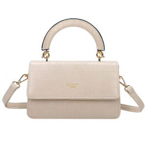 Sac &agrave; Main pour Femme Chic &agrave; Effet Croco avec Poign&eacute;e Rigide et Bandouli&egrave;re Gallantry Beige - Neuf