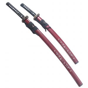 Pack Danzan Katana et Wakizashi en Bois Katana Japonais Sabre Fleur Epee Katana Sakura D&eacute;coration - Neuf