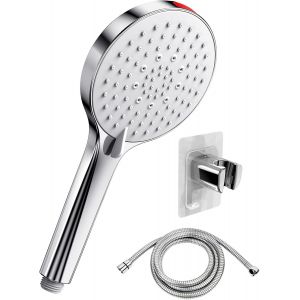 ChenQuanSarl-Pommeau De Douche Avec Support Tuyau ¿ Pommeau Douche Haute Pression Anticalcaire, Pommeau Douche Economie Deau Avec 5 Modes 125 Mm De Large Salle De Bain - Neuf