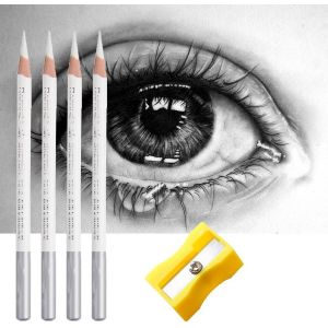 Blanc Croquis Crayon,Crayon Dessin Blanc,Crayons Croquis,4 Pi&egrave;ces De Fusain,De Charbon Bois, &Agrave; Fusain,Fusains Pour Dessin - Neuf