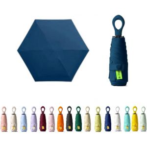 Mini Parapluie De Voyage Avec Poign&eacute;e En Anneau Et Couche De Rev&ecirc;tement En Tissu Bloquant/Protection Uv Upf 50 99,9 % Compact Pliable Parapluie Parapluie L&eacute;ger Petit Sac &Agrave; Dos Portable/Pluie - Neuf