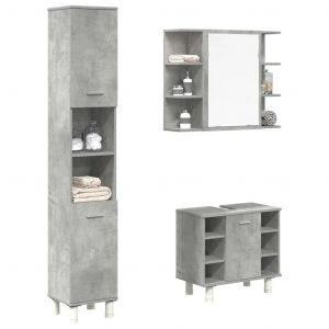 Ensemble De Meubles De Salle De Bain 3 Pcs Gris Béton - Neuf