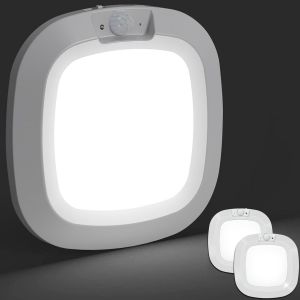 Rechargeable Veilleuses Led À Piles Avec Détecteur De Mouvement, Lampe De Plafonnier Intérieur Pour Balcon Sous-Sol Atelier Escalier Garde-Manger - 230lm 6000k Cool Blanc, 1 Pack Of 2 - Neuf