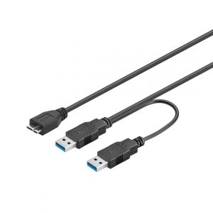 CLOUDDS-Câble Double Usb 3.0 De Données Et D'Alimentation,2Xusb Mâle Vers Micro Usb B,Compatible Avec Wii U Ps4 Xbox Hdd Externe Toshiba,Western Digital My Passport Noir 50 Cm - Neuf