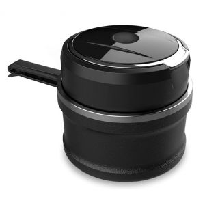 Cendrier de voiture argenté, en acier galvanisé, facile à nettoyer et amovible, avec éclairage LED et couvercle rabattable, cendrier auto-extinguible pour voitures, fourgonnettes et camping-cars. - Neuf