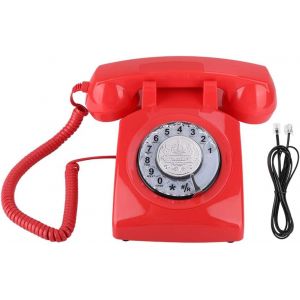 T&eacute;l&eacute;phone Vintage, T&eacute;l&eacute;phone Fixe &Agrave; Cadran Rotatif R&eacute;tro T&eacute;l&eacute;phone Classique Authentique Sonnette De Cloche T&eacute;l&eacute;phone Filaire T&eacute;l&eacute;phone Fixe Pour Bureau &Agrave; Domicile H&ocirc;tel(Rouge) - Neuf